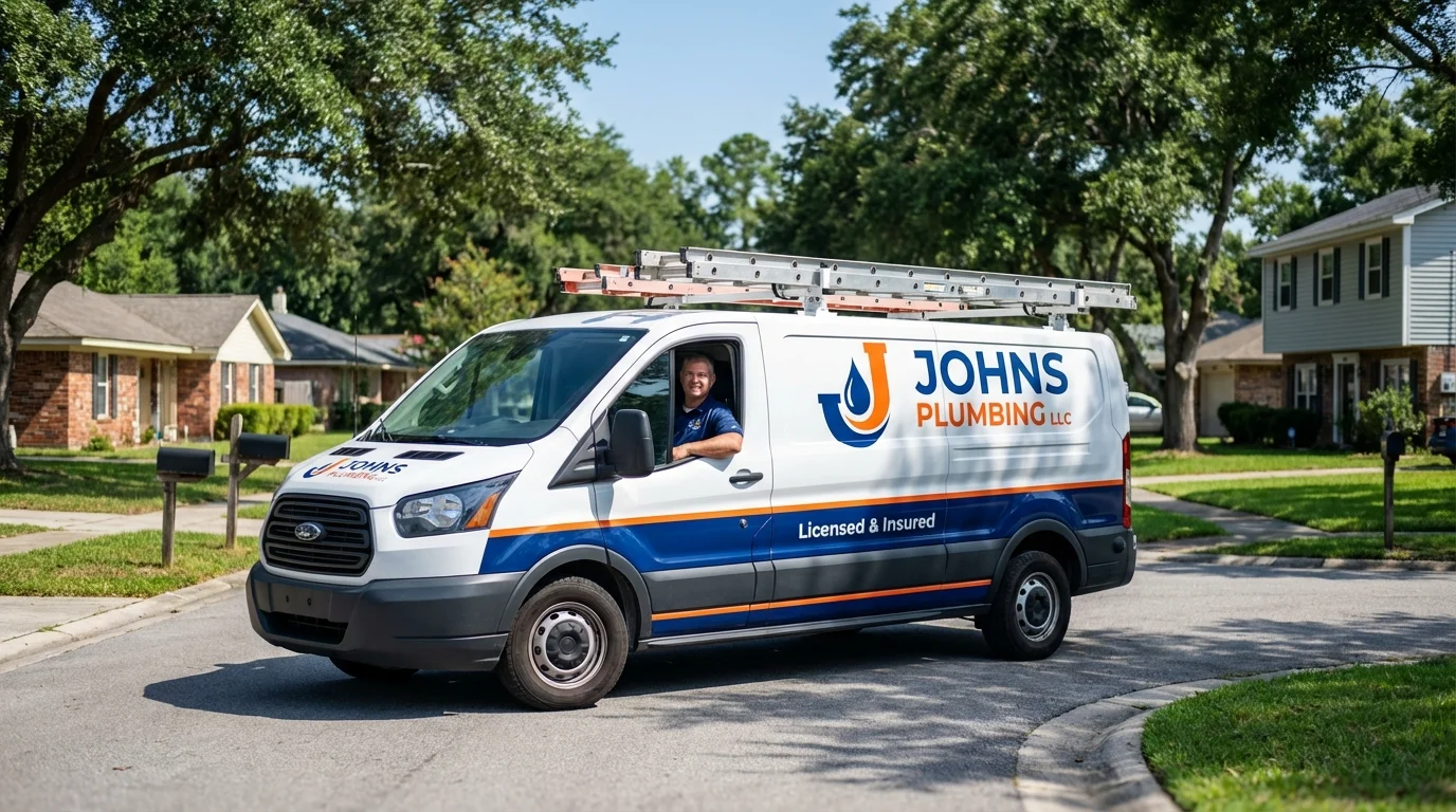 Johns Plumbing LLC service van in Springfield, IL